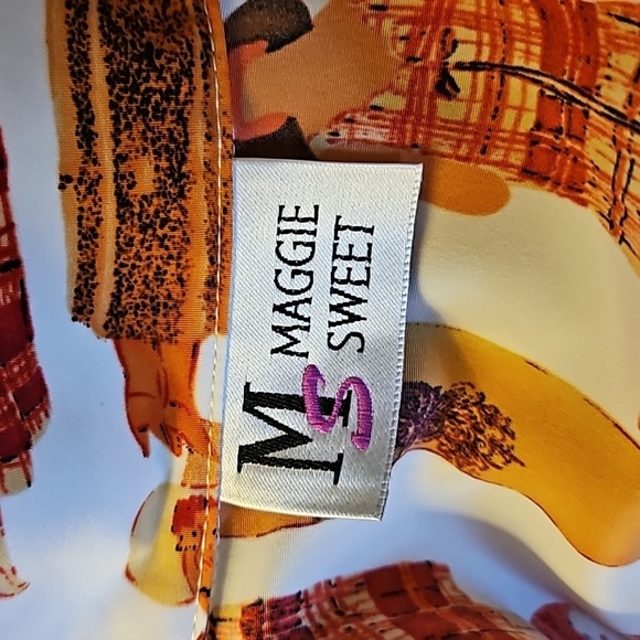 VTG MAGGIE SWEET 1920s Fashion Ladies Print Button Down Shirt 3X - Picture 7 of 8